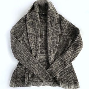 Gray with Silver Metallic Accent Sweater Cardigan